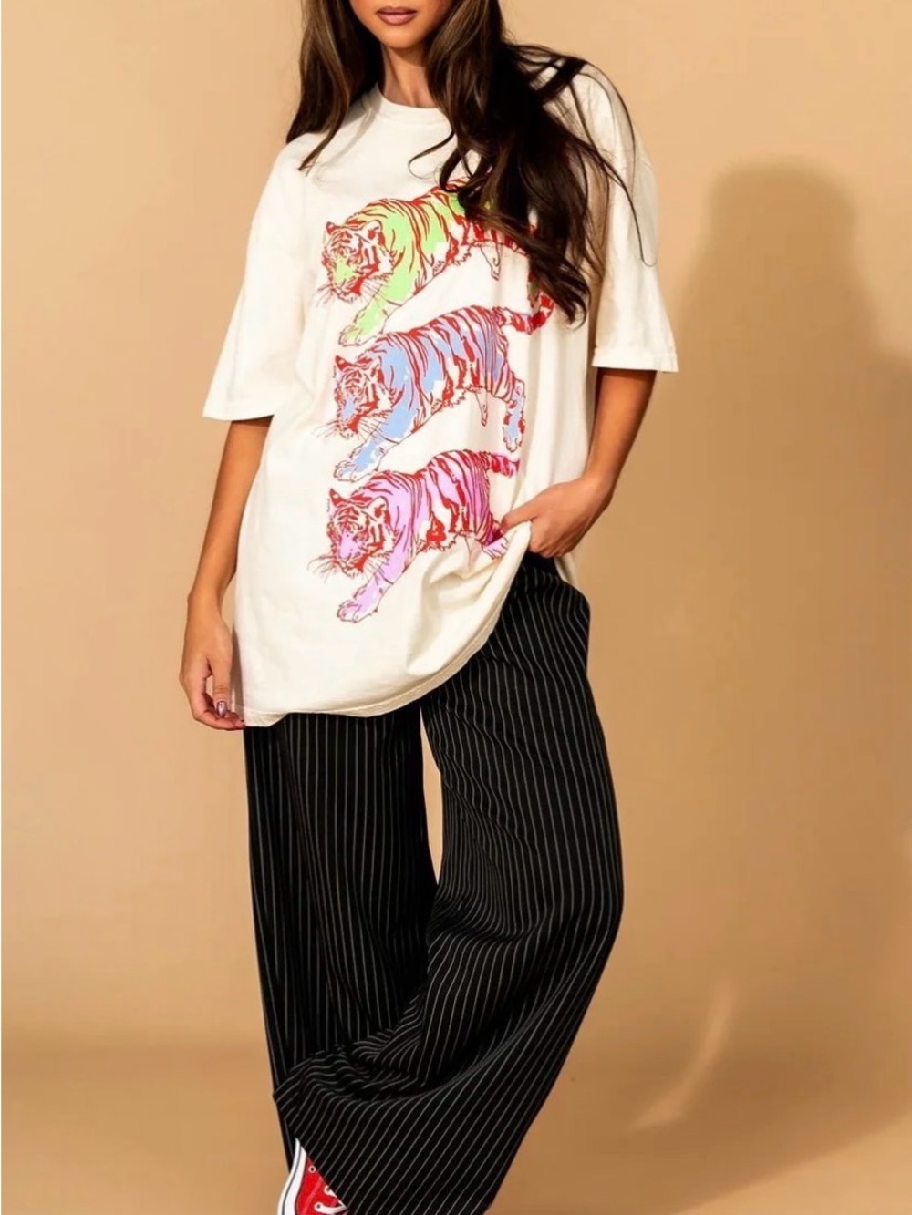 Dressed in LALA sticks and stones oversized tiger tee